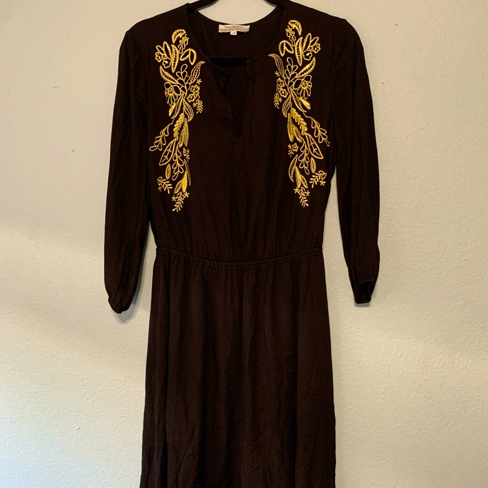 Black dress with gold embroidery